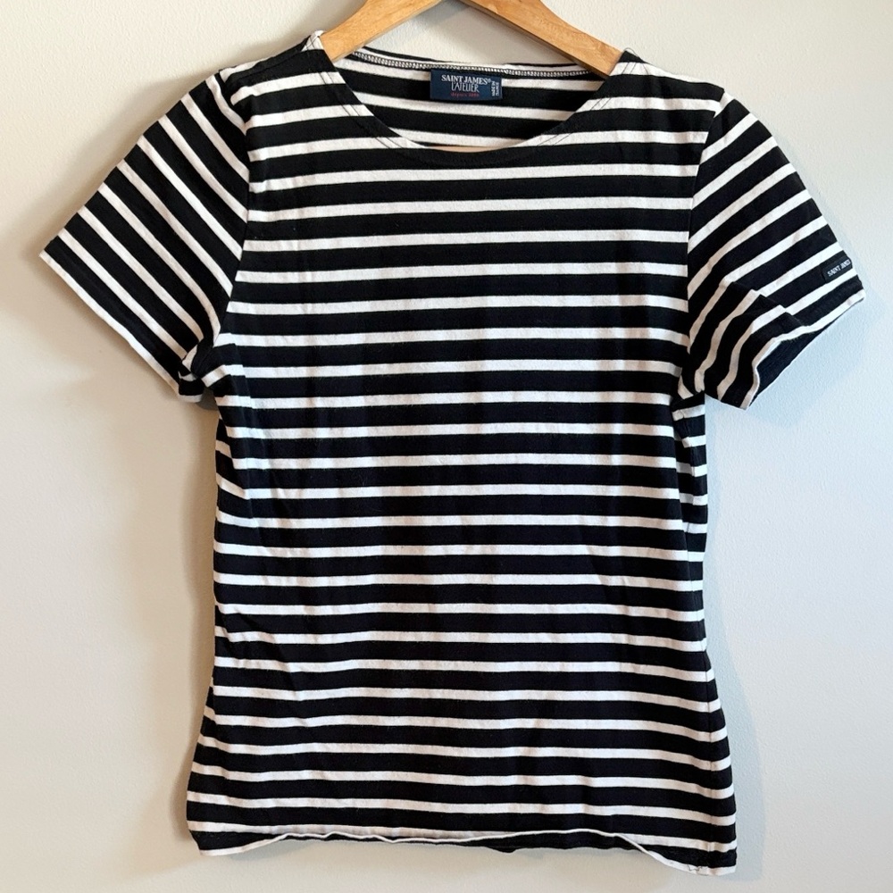 Saint James Black and White Striped Tee